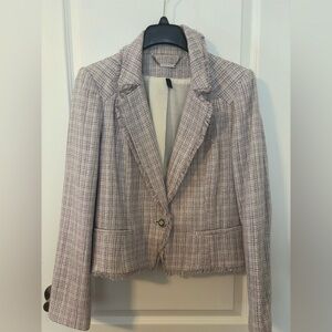 Lavender, grey and White Tweed Shell blazer Size 14